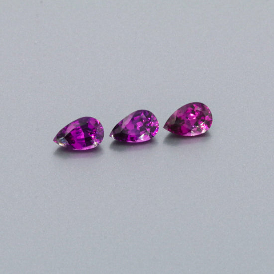 Natural Purple Garnet Three Piece Set Pear Shape 3.05 Total Carat Weight