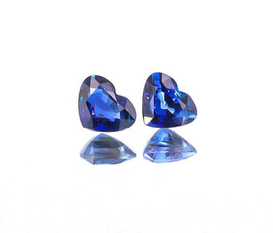 Natural Blue Sapphire Pair Heart Shape 4.03 Total Carat Weight With GIA Report