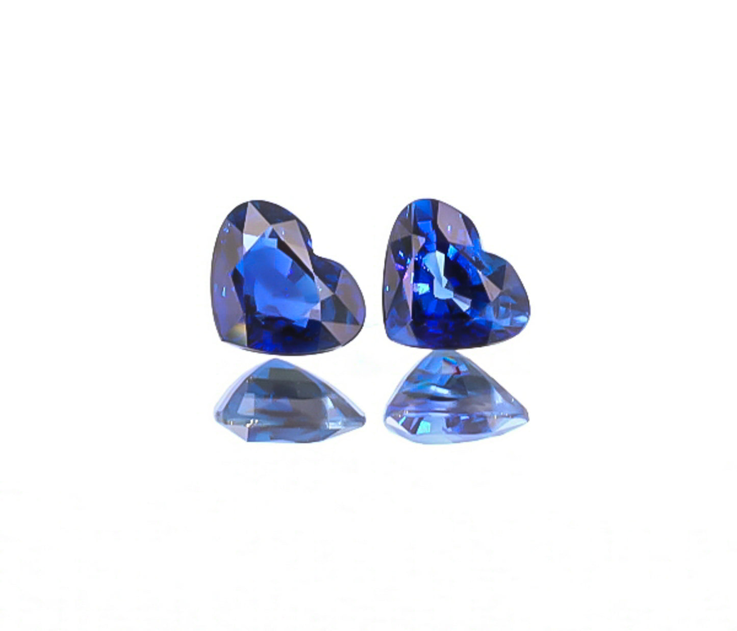 Natural Blue Sapphire Pair Heart Shape 4.03 Total Carat Weight With GIA Report