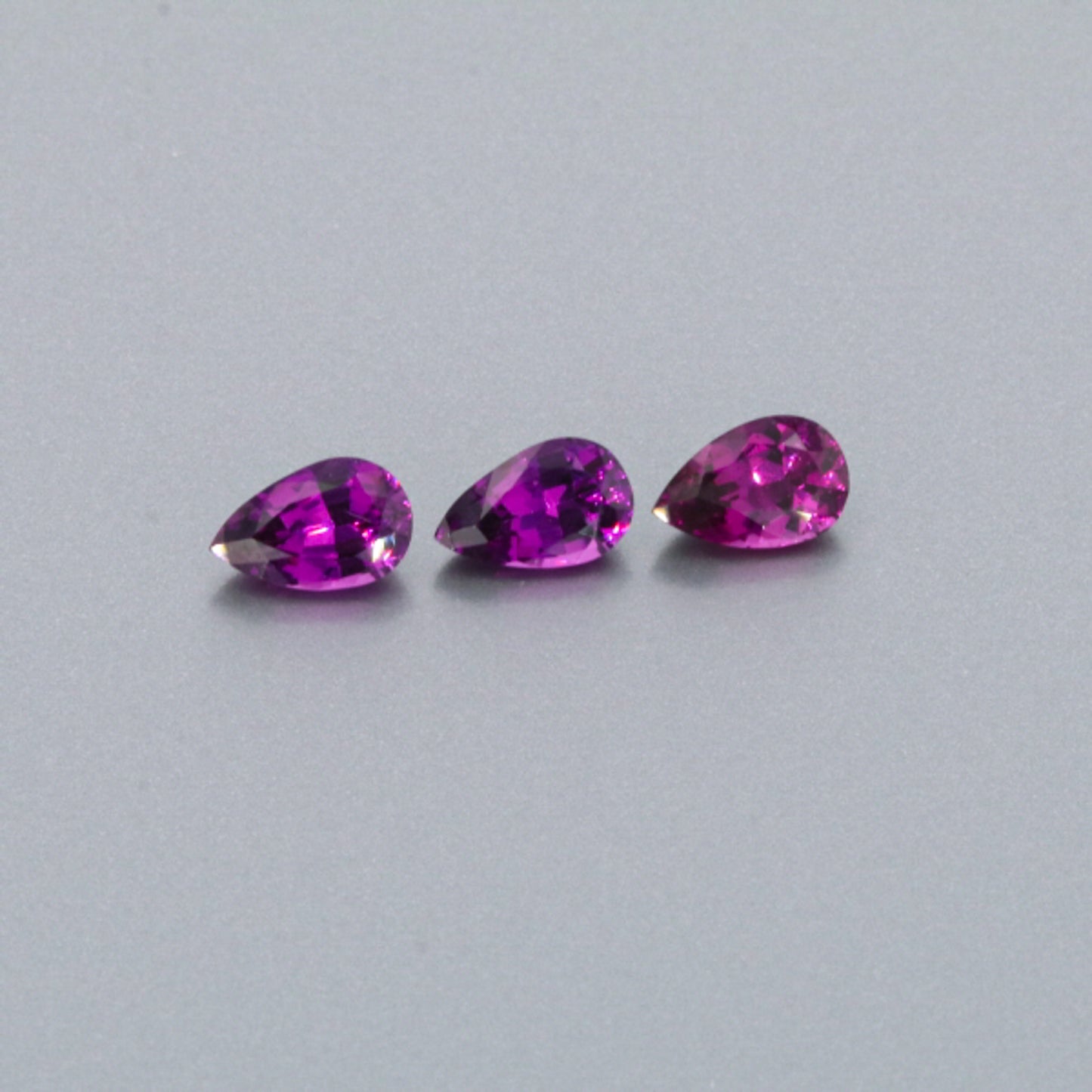 Natural Purple Garnet Three Piece Set Pear Shape 3.05 Total Carat Weight