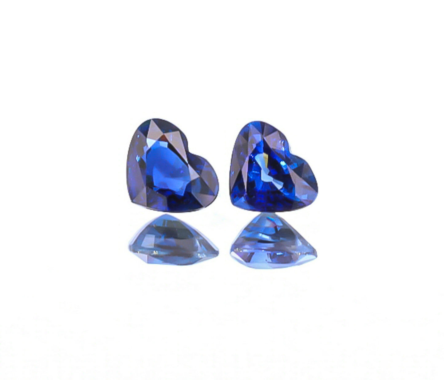 Natural Blue Sapphire Pair Heart Shape 4.03 Total Carat Weight With GIA Report