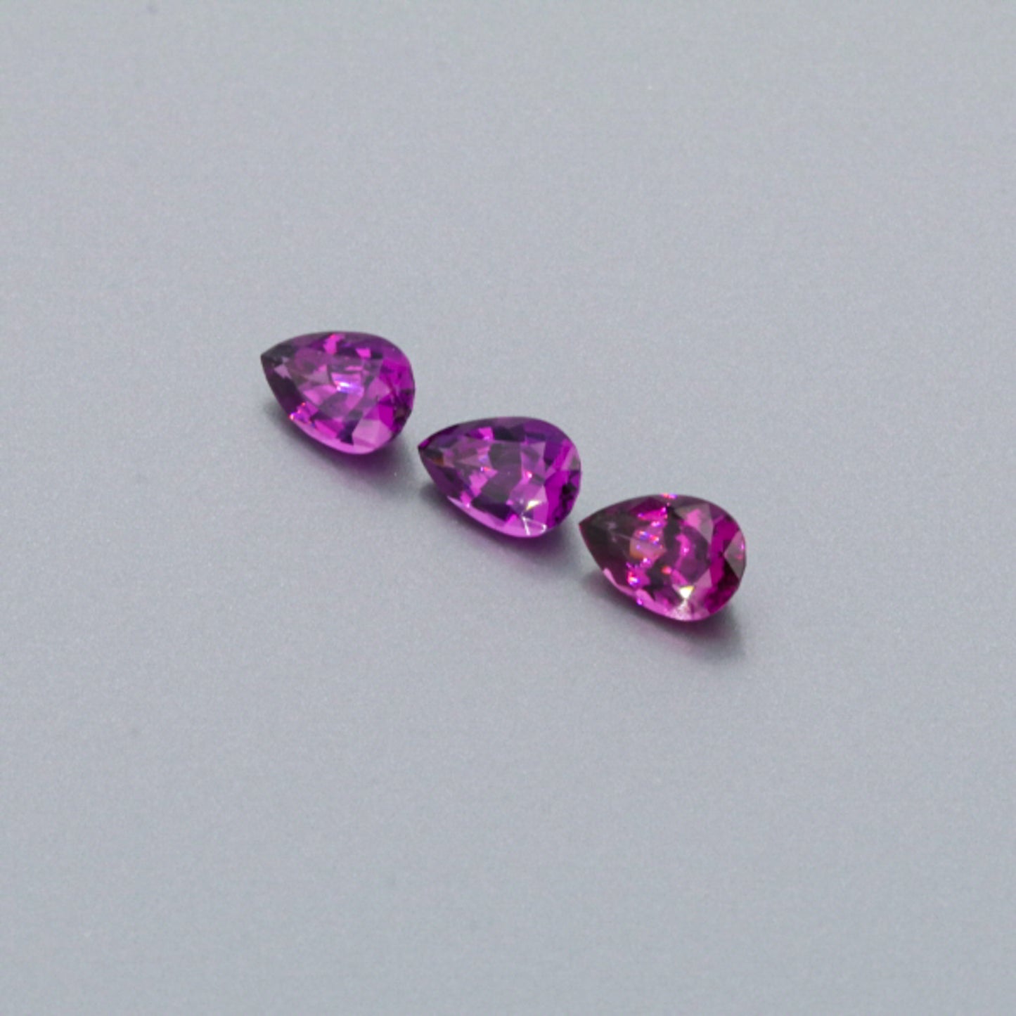 Natural Purple Garnet Three Piece Set Pear Shape 3.05 Total Carat Weight