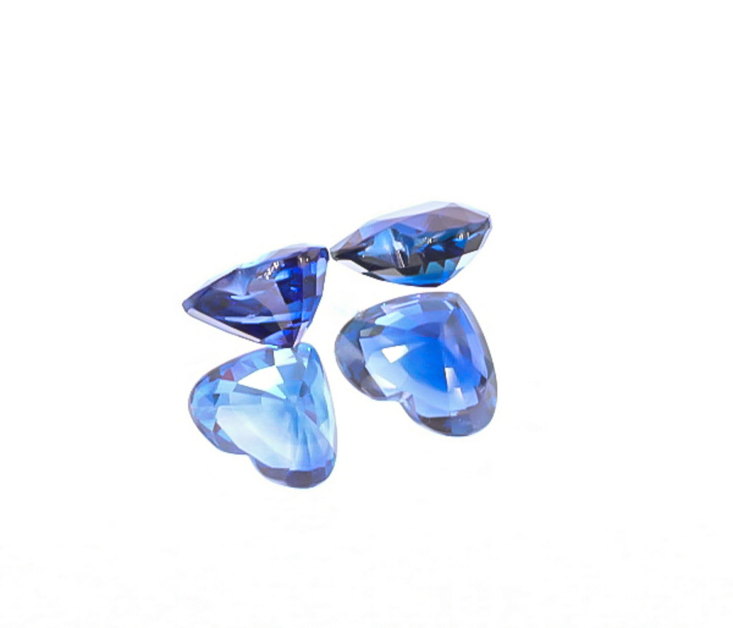 Natural Blue Sapphire Pair Heart Shape 4.03 Total Carat Weight With GIA Report