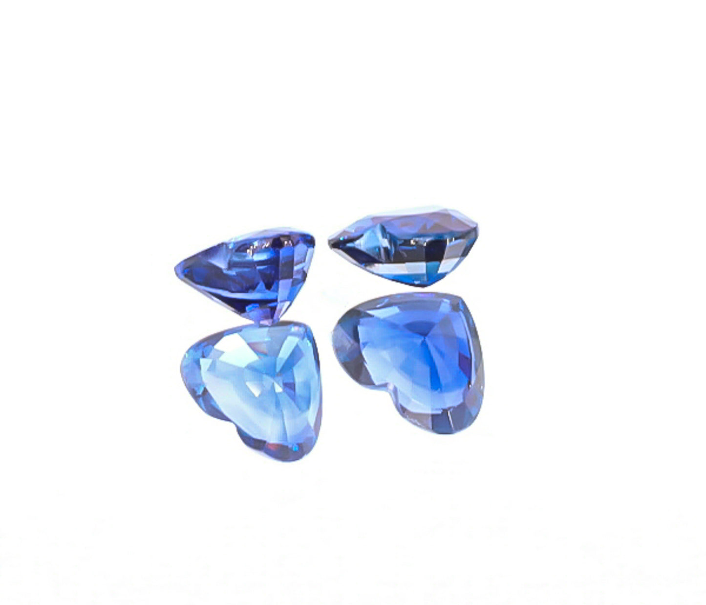 Natural Blue Sapphire Pair Heart Shape 4.03 Total Carat Weight With GIA Report