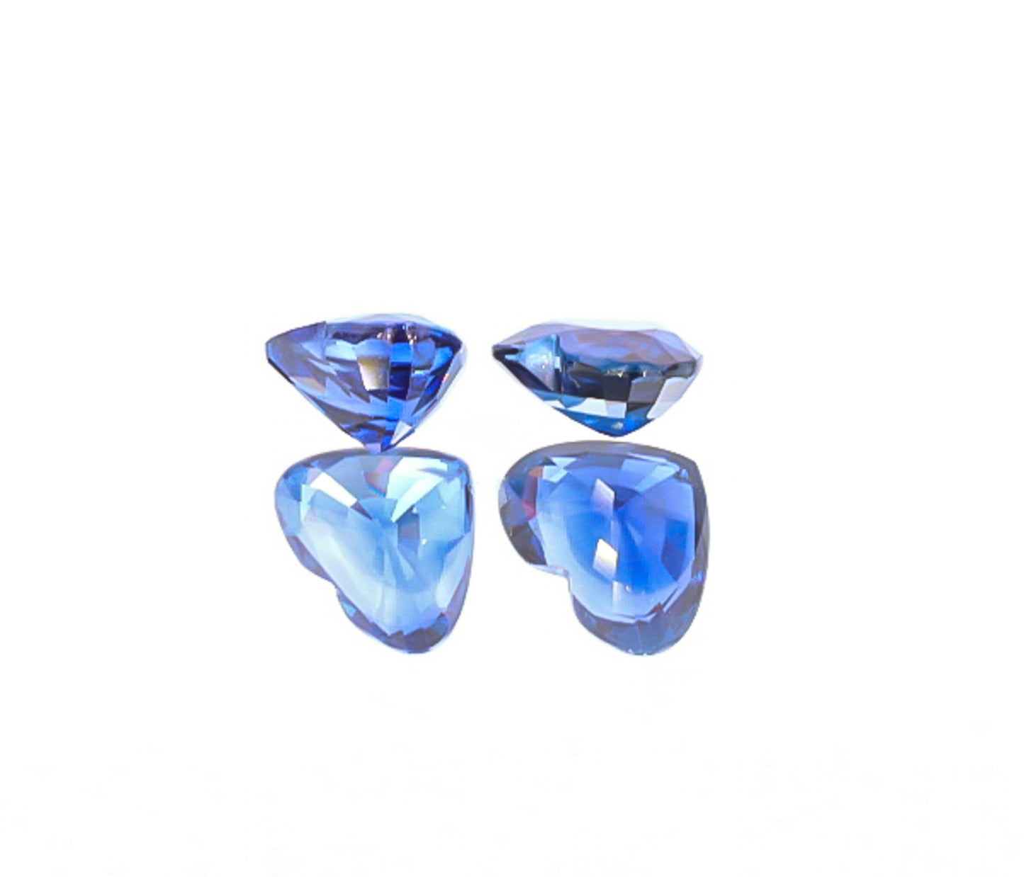 Natural Blue Sapphire Pair Heart Shape 4.03 Total Carat Weight With GIA Report