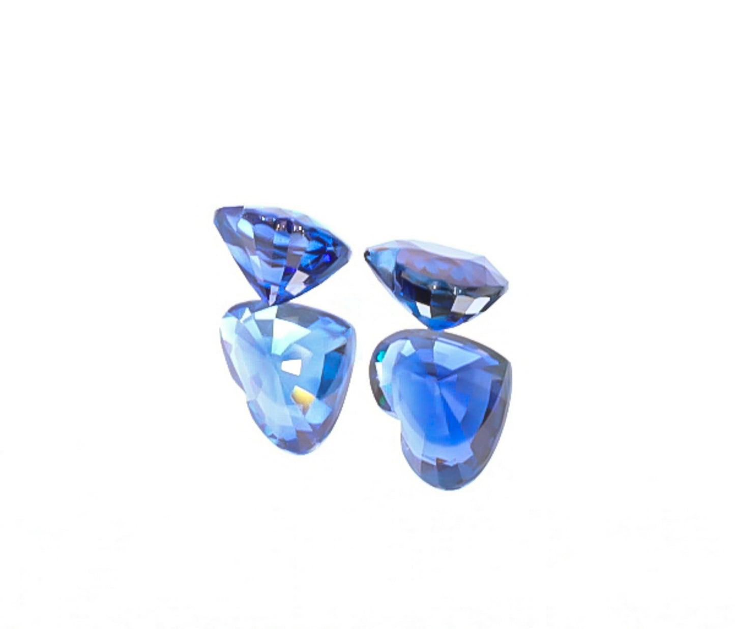 Natural Blue Sapphire Pair Heart Shape 4.03 Total Carat Weight With GIA Report